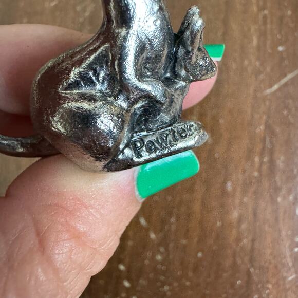 Pewter‎ Kangaroo with Baby Joeys Miniature Figurine 1.75" Vintage Marked - Picture 7 of 7